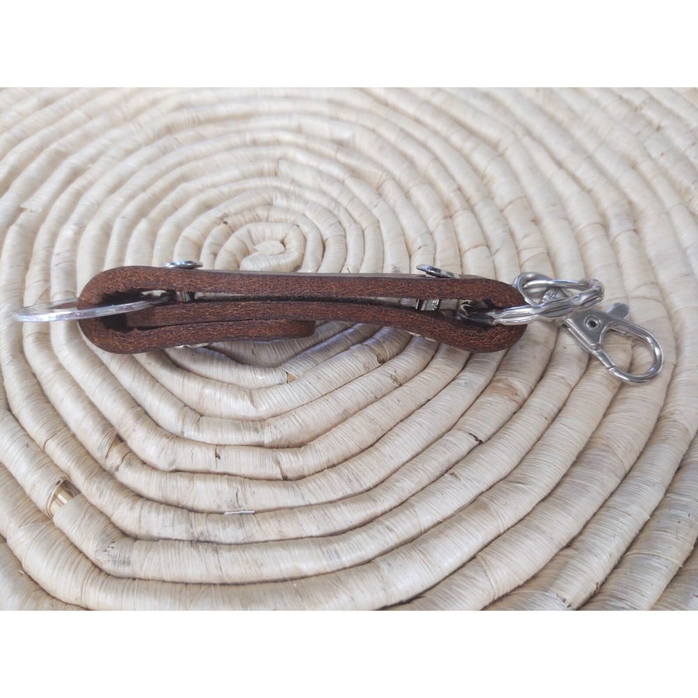 "MOON CHILD" Leather Keychain Key Fob Hooks on Belt Loop Hand Stamped Message - Picture 2 of 10